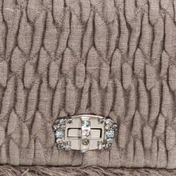 Miu Miu Beige Matelasse Fabric Crystal Mini Bag