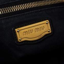 Pre Owned Miu Miu Black Woven Leather Fringe Hobo
