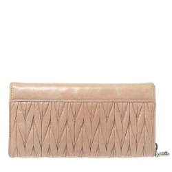 Miu Miu Beige Matelassé Leather Continental Wallet