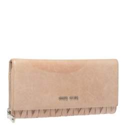 Miu Miu Beige Matelassé Leather Continental Wallet
