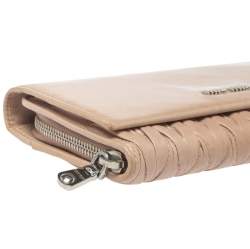 Miu Miu Beige Matelassé Leather Continental Wallet