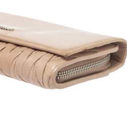 Miu Miu Beige Matelassé Leather Continental Wallet