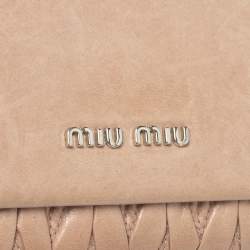 Miu Miu Beige Matelassé Leather Continental Wallet