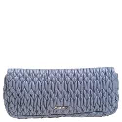 Pre Owned حقيبة كلتش ميو ميو مزخرف كريستال جلد ماتيلاس أزرق 