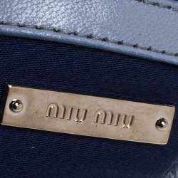 Pre Owned حقيبة كلتش ميو ميو مزخرف كريستال جلد ماتيلاس أزرق 