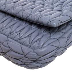 Pre Owned حقيبة كلتش ميو ميو مزخرف كريستال جلد ماتيلاس أزرق 