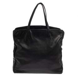 Miu Miu Black Soft Leather Kiss Lock Tote