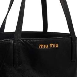 Miu Miu Black Soft Leather Kiss Lock Tote