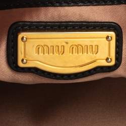 Miu Miu Black Soft Leather Kiss Lock Tote