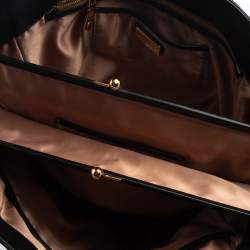 Miu Miu Black Soft Leather Kiss Lock Tote