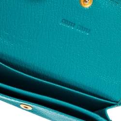 مملوكة مسبقًا  Miu Miu Turquoise Leather Madras Card Case