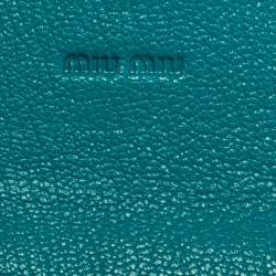 مملوكة مسبقًا  Miu Miu Turquoise Leather Madras Card Case
