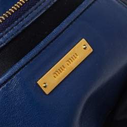 Pre Owned Miu Miu Blue Matelassé Leather Flap Shoulder Bag