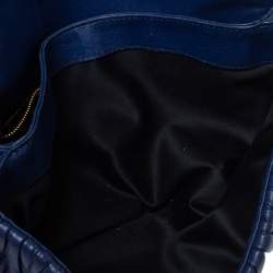 Pre Owned Miu Miu Blue Matelassé Leather Flap Shoulder Bag