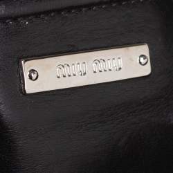 Pre Owned Miu Miu Black Matelasse Leather Crystal Shoulder Bag
