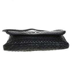 Pre Owned Miu Miu Black Matelasse Leather Crystal Shoulder Bag