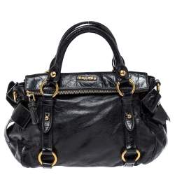 Pre Owned Miu Miu Black Leather Bow Satchel