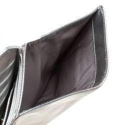 Pre Owned Miu Miu Metallic Silver Patent Leather Clasp Lock Wallet 