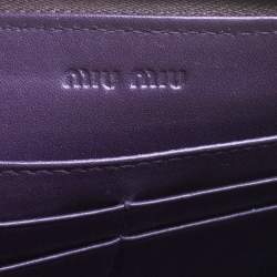 Pre Owned Miu Miu Purple Croc Embossed Leather Zip Around Wallet