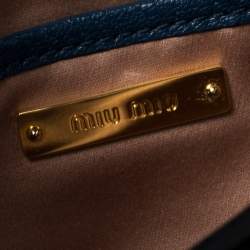 Pre Owned Miu Miu Two Tone Blue Madras Leather Pushlock Flap Shoulder Bag