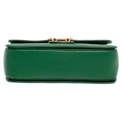 Miu Miu Green Madras Leather Push Lock Flap Top Handle Bag