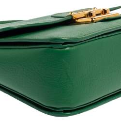Miu Miu Green Madras Leather Push Lock Flap Top Handle Bag