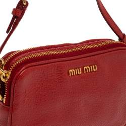 Miu Miu Red Madras Leather Bandoliera Pochette Bag