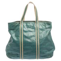 Miu Miu Blue/White Leather Tote