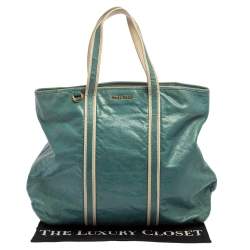 Miu Miu Blue/White Leather Tote