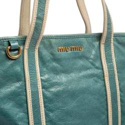 Miu Miu Blue/White Leather Tote
