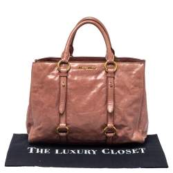 Pre Owned Miu Miu Pink Vitello Shine Leather Tote