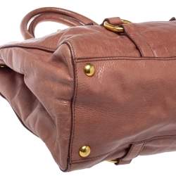 Pre Owned Miu Miu Pink Vitello Shine Leather Tote