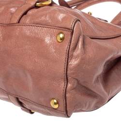 Pre Owned Miu Miu Pink Vitello Shine Leather Tote