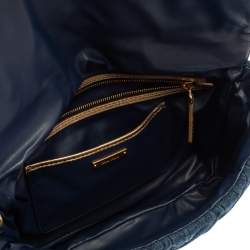  Miu Miu Blue/Gold Matelassé Denim Top Handle Bag
