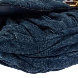  Miu Miu Blue/Gold Matelassé Denim Top Handle Bag