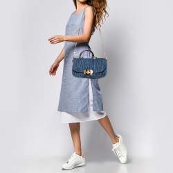  Miu Miu Blue/Gold Matelassé Denim Top Handle Bag