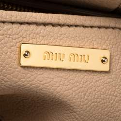 Pre Owned Miu Miu Pink Madras Leather Tote