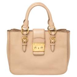 Pre Owned Miu Miu Pink Madras Leather Tote