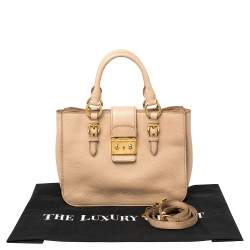 Pre Owned Miu Miu Pink Madras Leather Tote