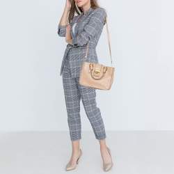 Pre Owned Miu Miu Pink Madras Leather Tote
