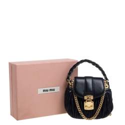 Miu Miu Black Matelasse Leather Coffer Charm Chain Bag