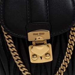 Miu Miu Black Matelasse Leather Coffer Charm Chain Bag
