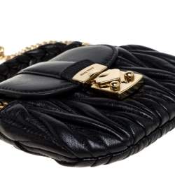 Miu Miu Black Matelasse Leather Coffer Charm Chain Bag