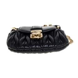 Miu Miu Black Matelasse Leather Coffer Charm Chain Bag