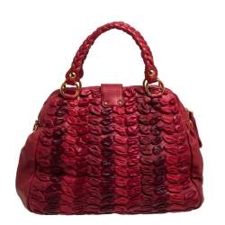 Pre Owned Miu Miu Red Leather Dome Bag