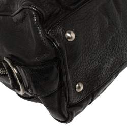 Pre Owned Miu Miu Black Leather Vintage Floral Embellished Satchel