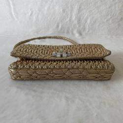Pre Owned Miu Miu Brown Matelassé Leather Crystal-Embellished Bag