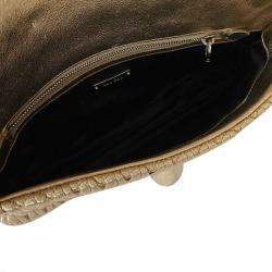 Pre Owned Miu Miu Brown Matelassé Leather Crystal-Embellished Bag