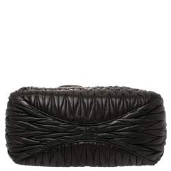 Pre Owned Miu Miu Black Matelassé Leather Tote