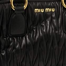 Pre Owned Miu Miu Black Matelassé Leather Tote